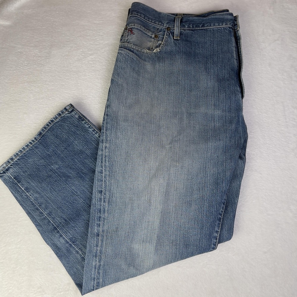 Polo Ralph Lauren Jeans Mens 48x30 Light Wash Authentic Dungarees Denim